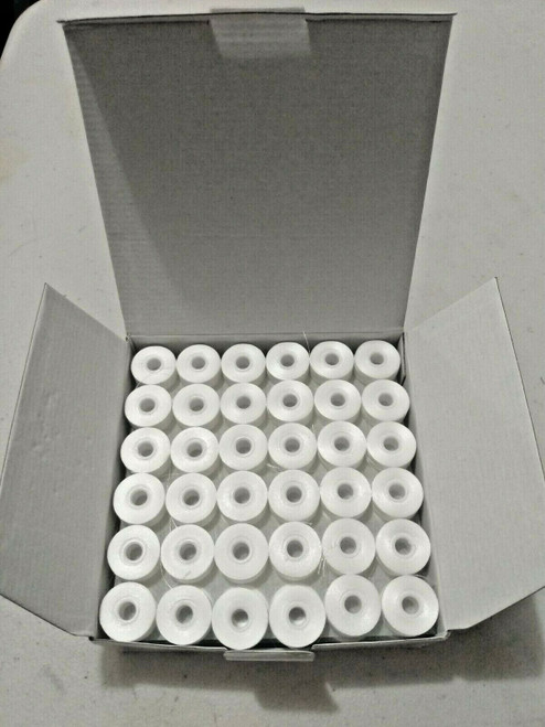 Polyester Prewound Bobbins size "L" . Box of 144 pcs for Embroidery Machines.
