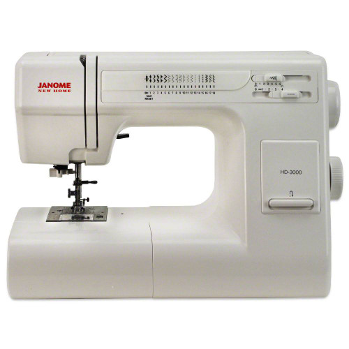 The HD-3000 is a heavy duty machine, perfect for a beginner or sewist looking to do a wide range of sewing. A handy instructional guide is located in the top tray door of the machine, which indicates the feet and stitch settings for a variety of sewing tasks. Heavy duty aluminum body and 18 stitches, including a one-step buttonhole give you the tools you need to handle any kind of sewing project. Stitch length and width adjustment are conveniently located on the front of the machine, and a hard cover comes standard for easy storage.