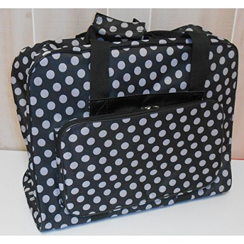 Hemline Overlock Tote Bag: $29.95
This delightful Hemline tote bag offers the sturdy and robust storage that you require for your machine in a playful white dotted pattern - that is available in 4 colors. The entire collection has the sturdy construction and attention to quality for which Hemline Machine Luggage is famous.
Features:
Top zips open for easy access to internal compartments
Sturdy dual handles with Hook & Loop closure
Hook & Loop safety strap secures your machine
Strong back support
Comfort grip handles
Easy glide heavy duty zippers
Pillow soft padded walls with a protective nylon lining
Large storage pocket with extra padding
​                                        Dotty Overlock Tote Bag Dimensions:
                                            Across the front: (length) 15.3"
                                            Front to rear: (width) 12.5"
                                            Height: 14.1"
                                Colors: Black, Navy, Grey and Mauve.​