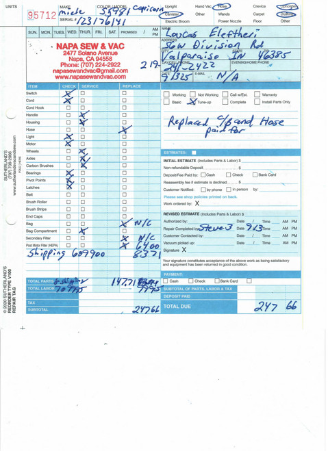 Loucas Eleftheri Capricorn repair 9.13.25 - W/O 95712 Loucas Eleftheri Capricorn repair 9.13.25 - W/O 95712