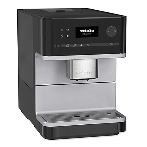 From coffee to cappuccino, Miele's CM6110 Countertop Coffee System has your order at the touch of a button. Boasting a quiet performance and easy-to-clean design, this super convenient brewer serves up your favorite coffee drinks with less fuss and mess.
Order up one-touch lattes and cappuccinos in your own kitchen—single or double size, as strong as you like it. The Miele CM6110 is brilliantly engineered for ultimate convenience, with a menu of café-style coffee drinks at your fingertips and simple digital controls to tailor each cup to your exact preferences.
Automatic programs include Espresso, Coffee, Cappuccino, Latte Macchiato, Caffe Latte, Hot Water.
DirectSensor control panel with 4-row text display is easy to navigate.
Choose single or double serving size.
Coffee strength is selectable per cup.
OneTouch for Two prepares two coffee drinks simultaneously with one touch of a button.
Four user profiles allow you to set preferences for temperature, amount of coffee/water and fineness of grind.
Height-adjustable central spout (3" to 5 1/2") fits taller glasses.
Built-in conical grinder with five settings.