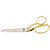 Gingher 8" Knife Edge Dressmaker Shears. Sewing and craft enthusiast will appreciate the added elegance of gold-plated handles on the classic 8 inch sheers. Beautiful and exquisite enough to be a gift or collectors piece; yet strong and tough; these finely crafted knife edge shears cuts easily through multiple layers of fabric. This package includes on gold-plated 8-inch knife edge dressmaker's shears. Imported.