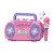 set me magnetofon dhe mikrofon ngjyre roze per femije
