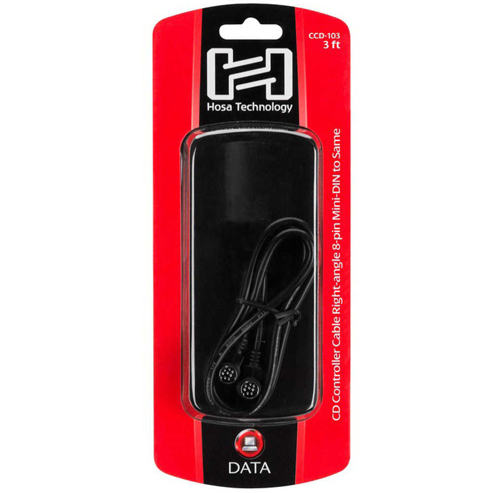 HOSA CCD103 CD CONTROLLER CABLE, RIGHT-ANGLE 8-PIN MINI-DIN TO SAME, 3 ...