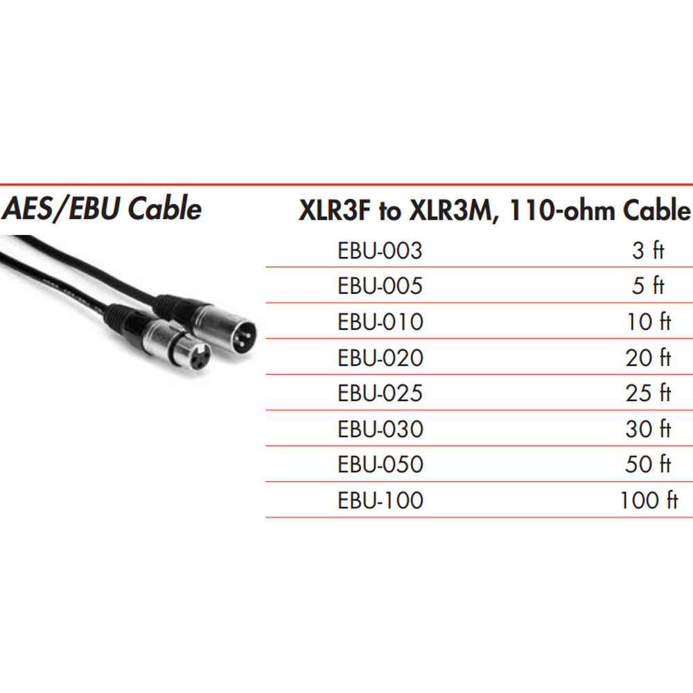HOSA EBU005 AES/EBU CABLE, XLR3F TO XLR3M, 5 FT / 1.5M Link Audio — free download