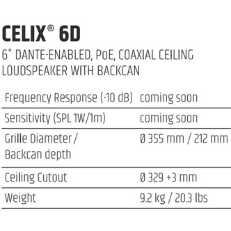 LD CELIX 6D DANTE ENABLED 6" COAX CEILING SPEAKER W/ BACKCAN