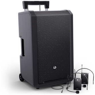 LD SYSTEMS ANNY® 12 BPH2 B6 - 12 PORTABLE BATTERY-POWERED BLUETOOTH® PA SYSTEM W/ MIXER & 2 × HEADSET MICROPHONES (INCL. BODYPACKS)