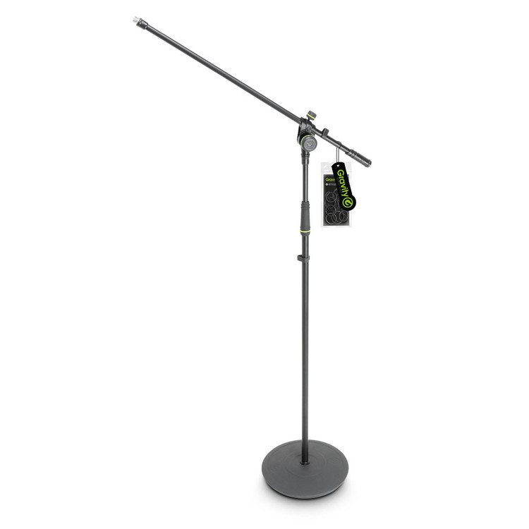 GRAVITY GMS2321B MICROPHONE STAND W/ ROUND BASE & 2 POINT ADJ BOOM