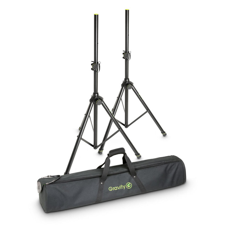 GRAVITY GSS5212BSET1 SET OF 2 STEEL SPEAKER STANDS W/ CARRYING BAG