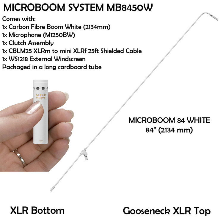 AUDIX ADX-MB8450W-HC MICROBOOM SYSTEM WHITE 84" W/ M1250BHC