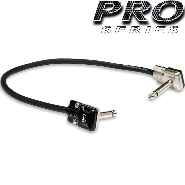 HOSA PRO HGFP001.5 PRO GUITAR PATCH CABLE, REAN LOW-PROFILE RIGHT-ANGLE TO SAME, 18 IN / 45CM