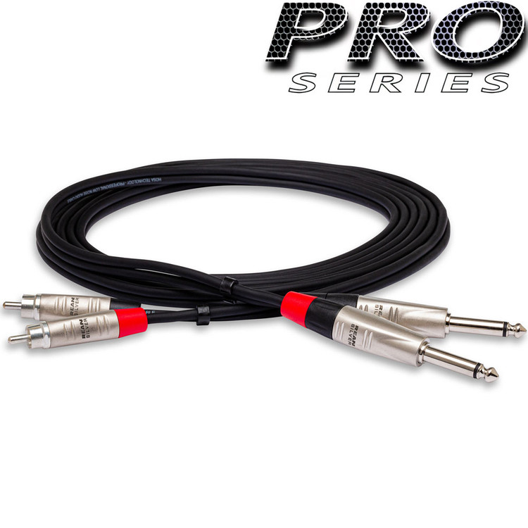 HOSA PRO HPR020X2 PRO STEREO INTERCONNECT, DUAL REAN 1/4 IN TS TO RCA, 20 FT / 6M