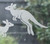 Close-up of a left-facing frosted Jumping Kangaroo window cling clinging to glass, showing etched-glass texture and soft matte finish.