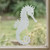 Installed view of the Seahorse frosted window cling, showing its reusable static‑cling design and soft etched‑glass effect.