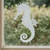 Seahorse frosted window cling, reusable static window decal with an etched‑glass finish, renter‑friendly and perfect for home, office, or classroom windows.