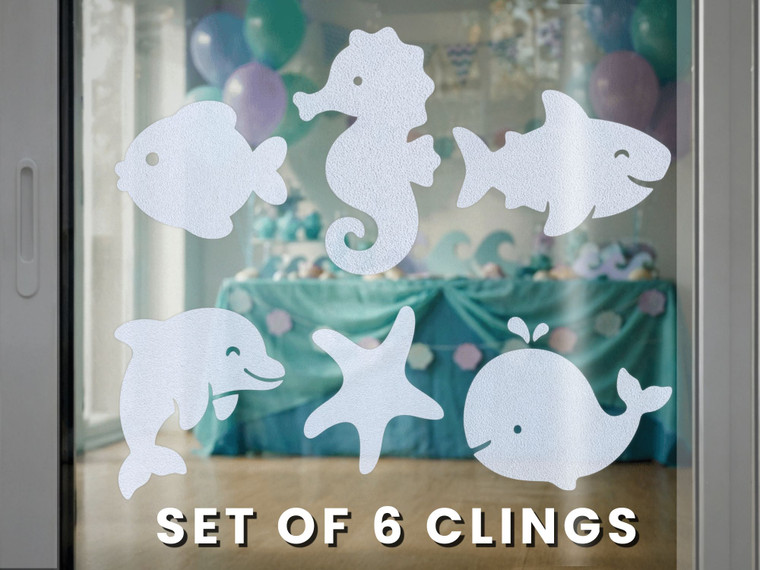 Ocean Party Favours – Frosted Window Clings (Set of 6, Individually Packaged)