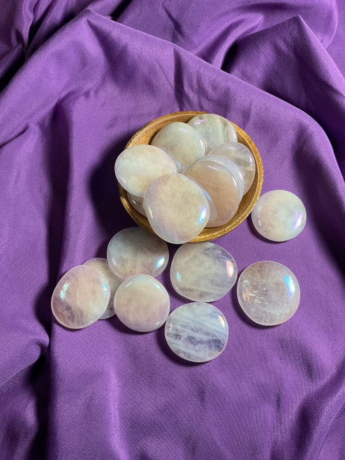 Aura Rose Quartz Palm Stone