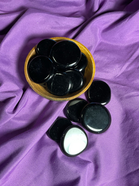 Obsidian Black Palm Stone