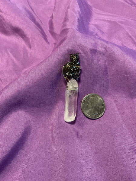 Wire Wrapped Original: Quartz Clear Point with Cat