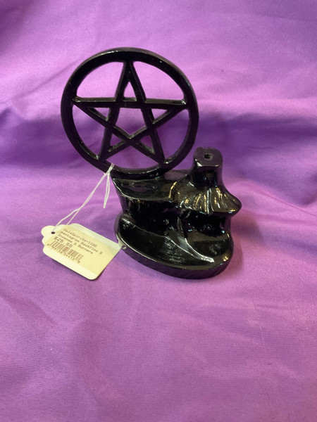 Burner Black Pentagram Metal Backflow 5"x4.5"x2.5"