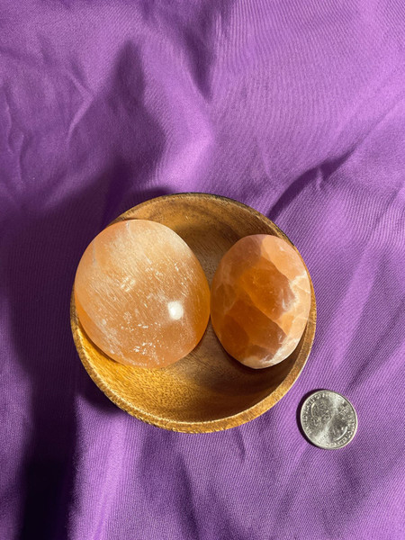 Selenite Orange Palm Stone