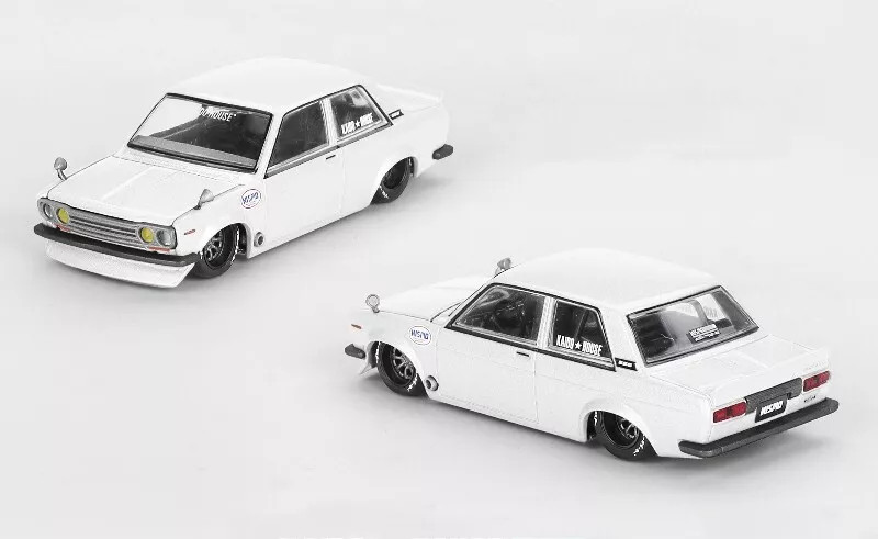 Mini GT KAIDO 1/64 DATSUN 510 Nismo Street Die Cast Model - WHITE-