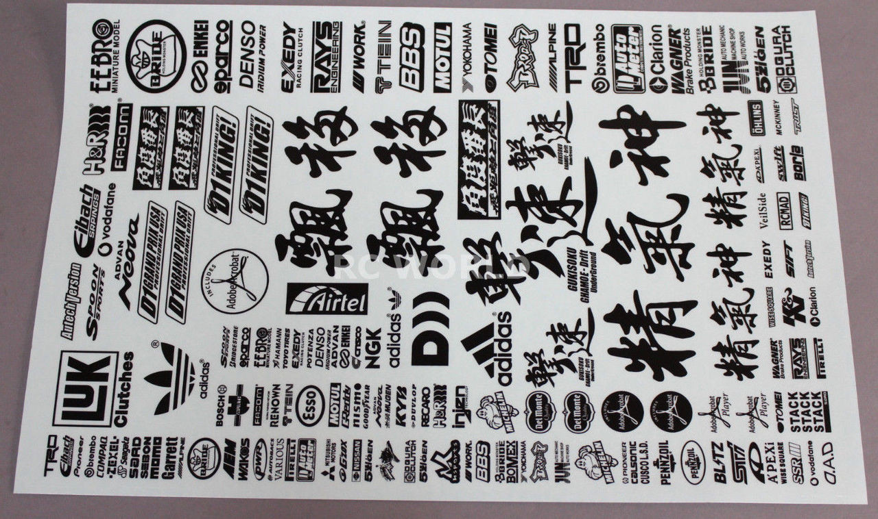Rc Racing Stickers RC Car Truck RACING Drift DECALS Stickers MATTE BLACK Finish Logos ...