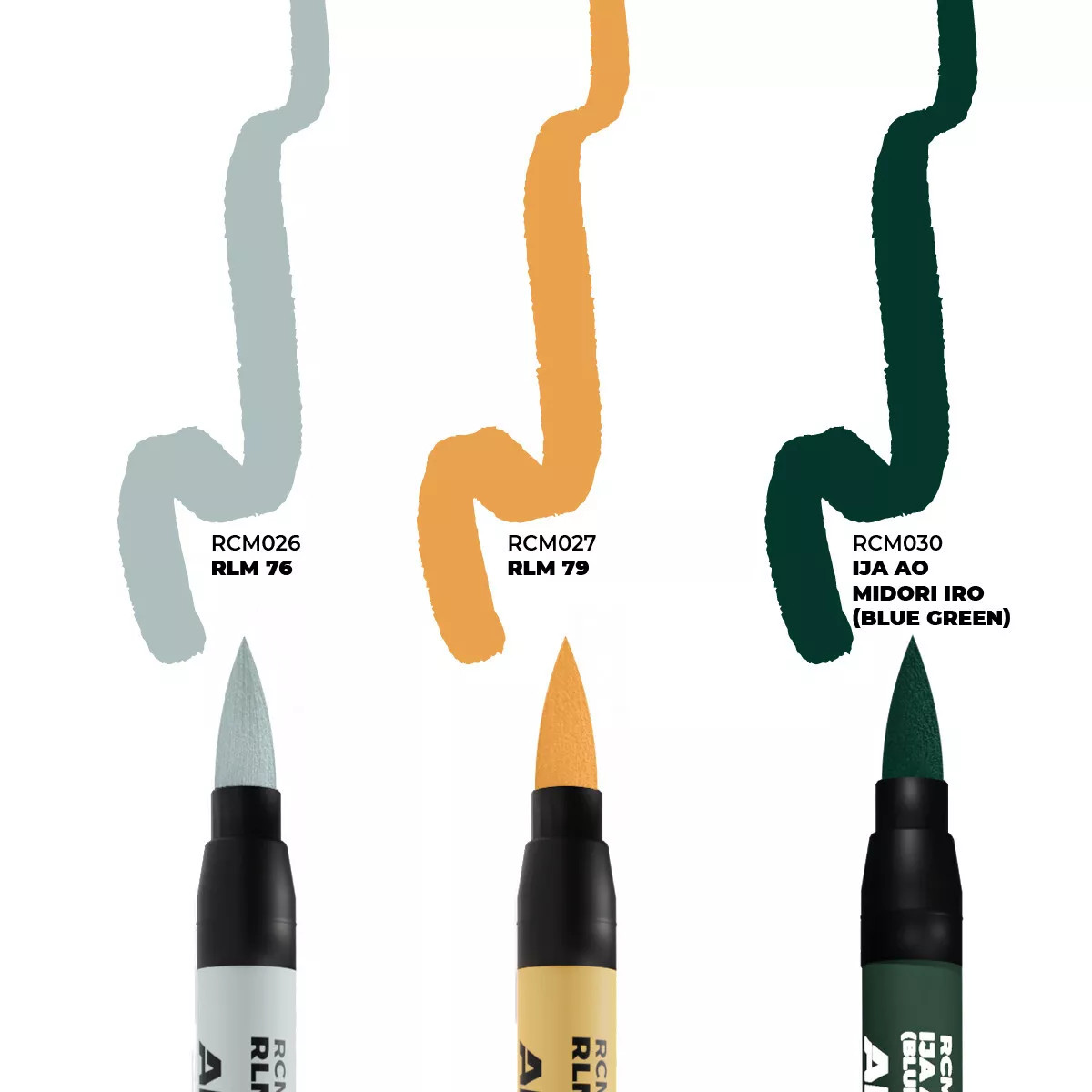 アコ模 AK Interactive REAL COLORS MARKERS WWII Aircraft Camo Set (3pcs
