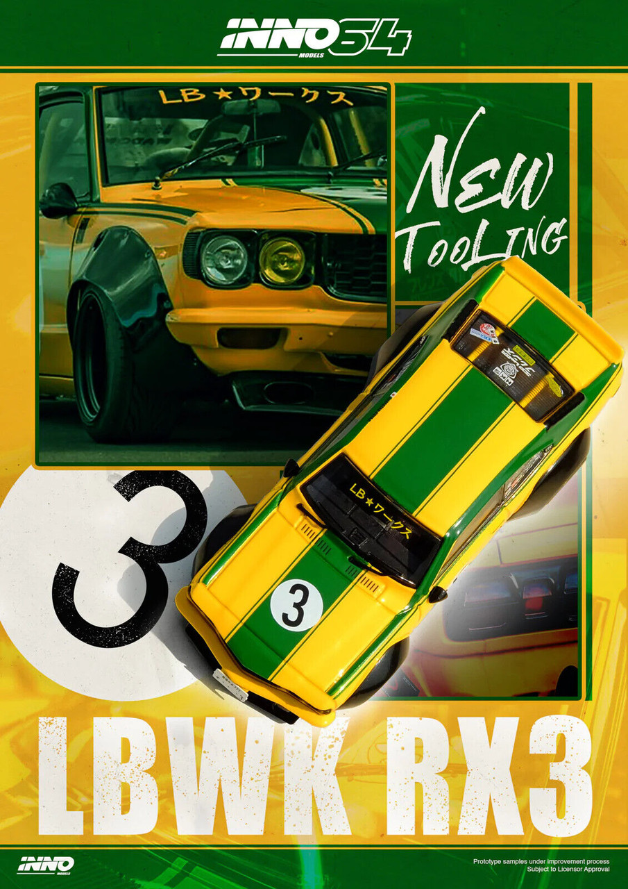 1/64 MAZDA RX3 Savannah Liberty Walk Model Car -YELLOW-