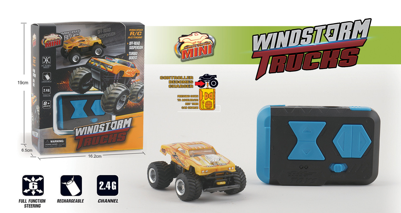 RC Micro 1/64 MONSTER TRUCK W/ Turbo 2.4ghz *YELLOW*