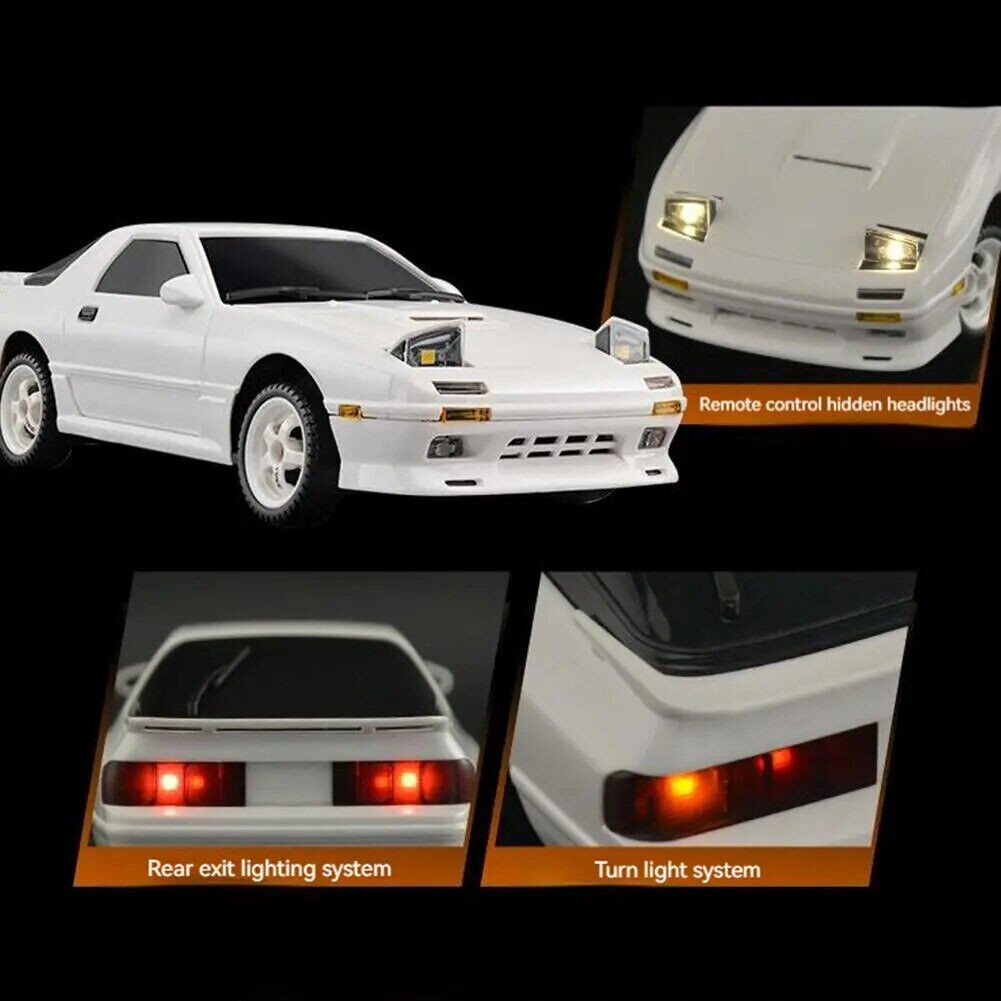 RC 1/18 DRIFT Car MAZDA RX7 FC W/ Pop Up Lights/ LED/Gyro RWD Car -