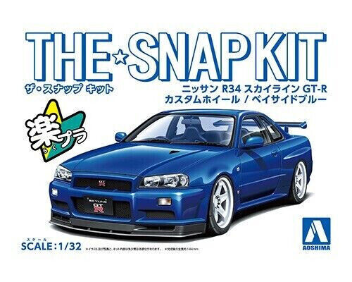 Aoshima 1/32 NISSAN SKYLINE R34 GTR Custom Wheels Plastic Model