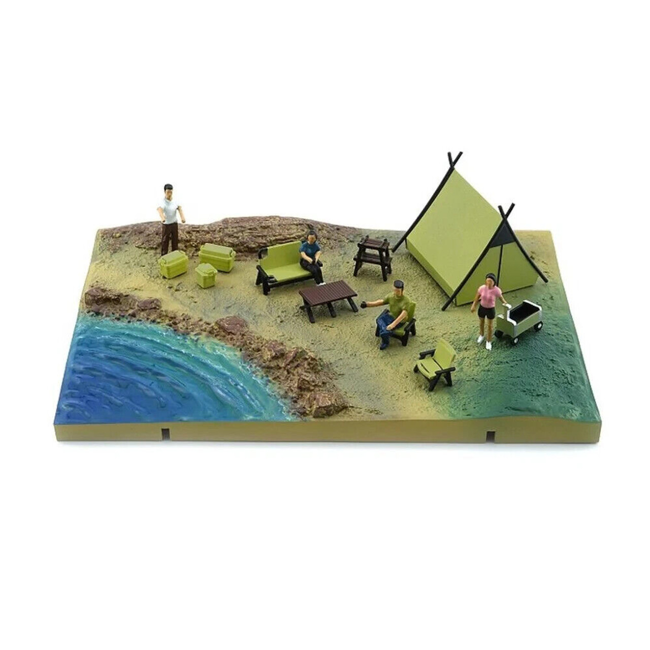スポーツトイ・アクショントイ Onedrop diorama 1/64 DIORAMA SCENE Set CAMP SITE *ORANGE TENTS* For Models