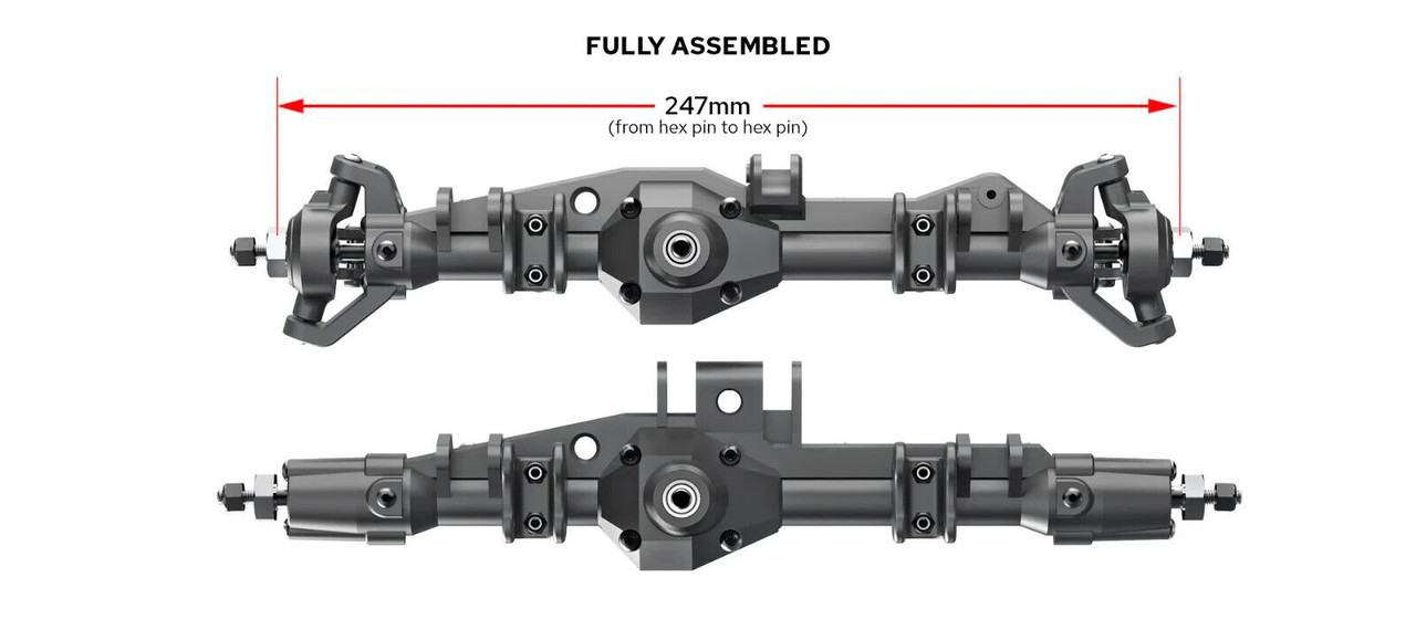 RedCat AXLES XR247 Heavy Duty FRONT + REAR AXLE 247mm -Assembled