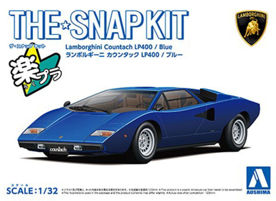 Aoshima 1/32 LAMBORGHINI COUNTACH LP400 Plastic Model Kit *BLUE*