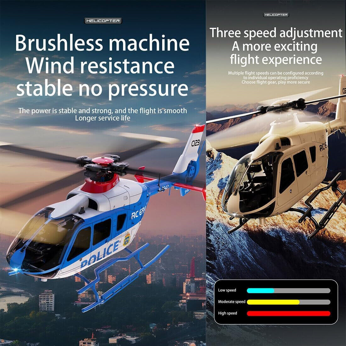 RC HELICOPTER 4 Blade EC135 W/ Gyro Stabilization 6CH 2.4ghz-RTF