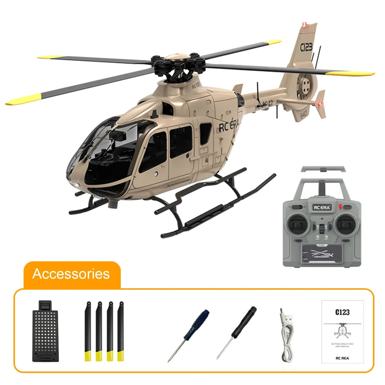 RC HELICOPTER 4 Blade EC135 W/ Gyro Stabilization 6CH 2.4ghz-RTF