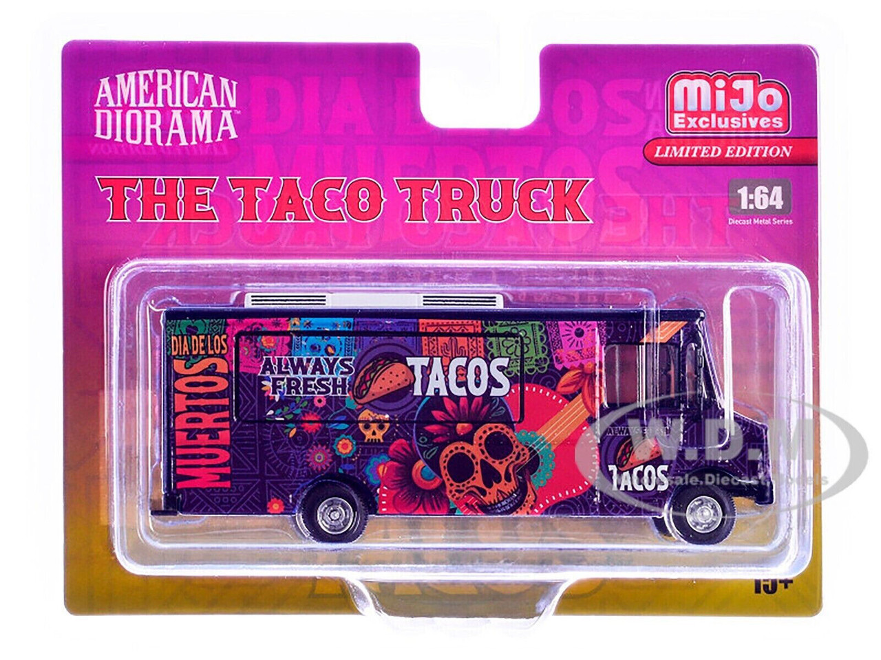 ミニカー DOUBLE DECKER BUS DELUXE TACO TRUCK MAT American Diorama 1/64 TACO FOOD TRUCK Die Cast Vehicle -TACOS-