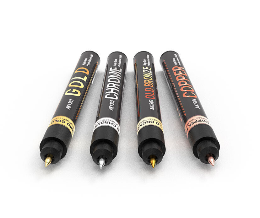 AK Interactive METALLIC LIQUID MARKERS Set (4pcs) #AK1300