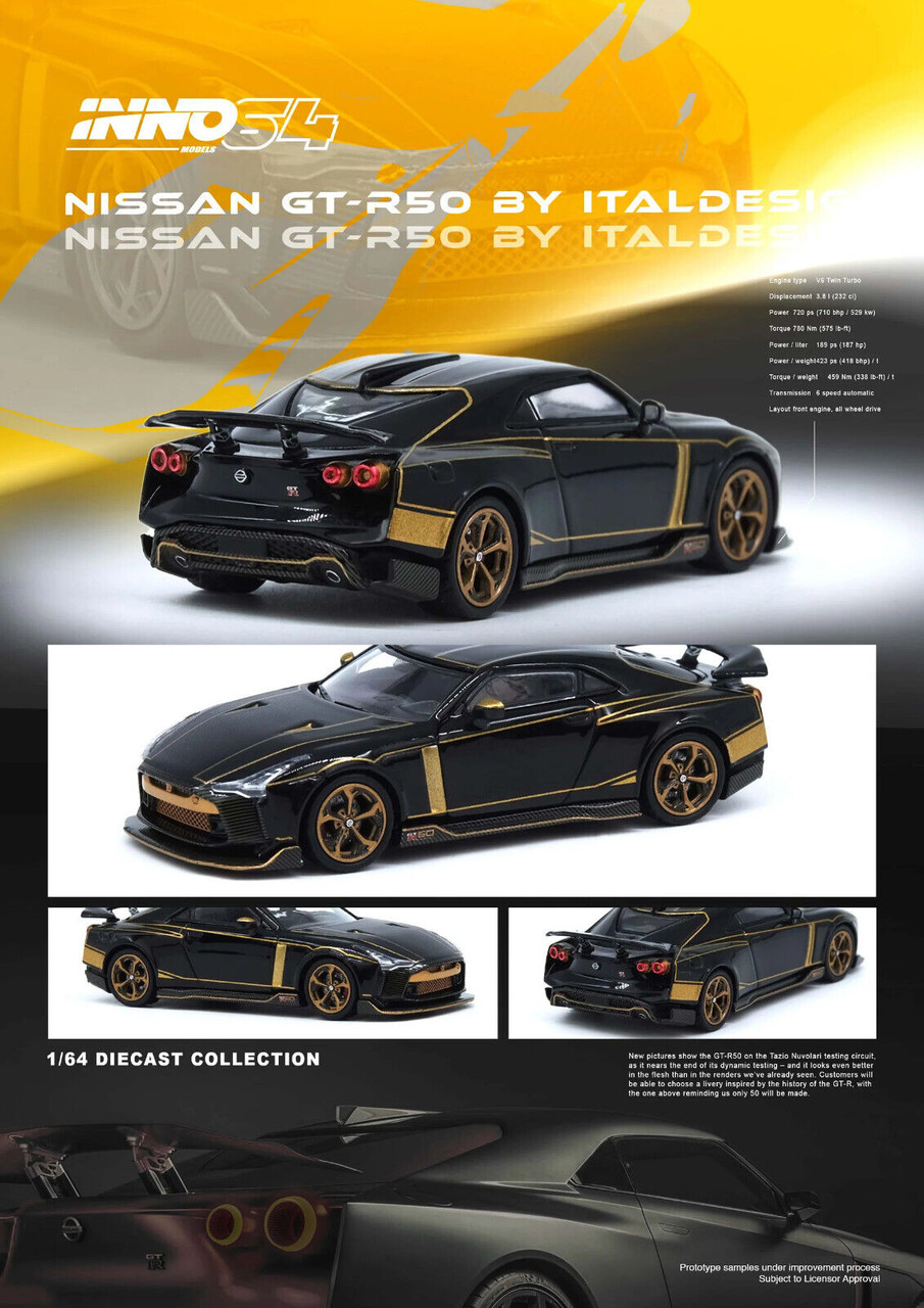 1/64 NISSAN GTR GT-R50 Italdesign Model Car -BLACK/GOLD-
