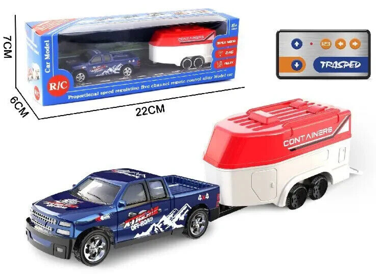 RC Micro 1/64 PICKUP TRUCK W/ Trailer + LED 2.4ghz *BLACK*