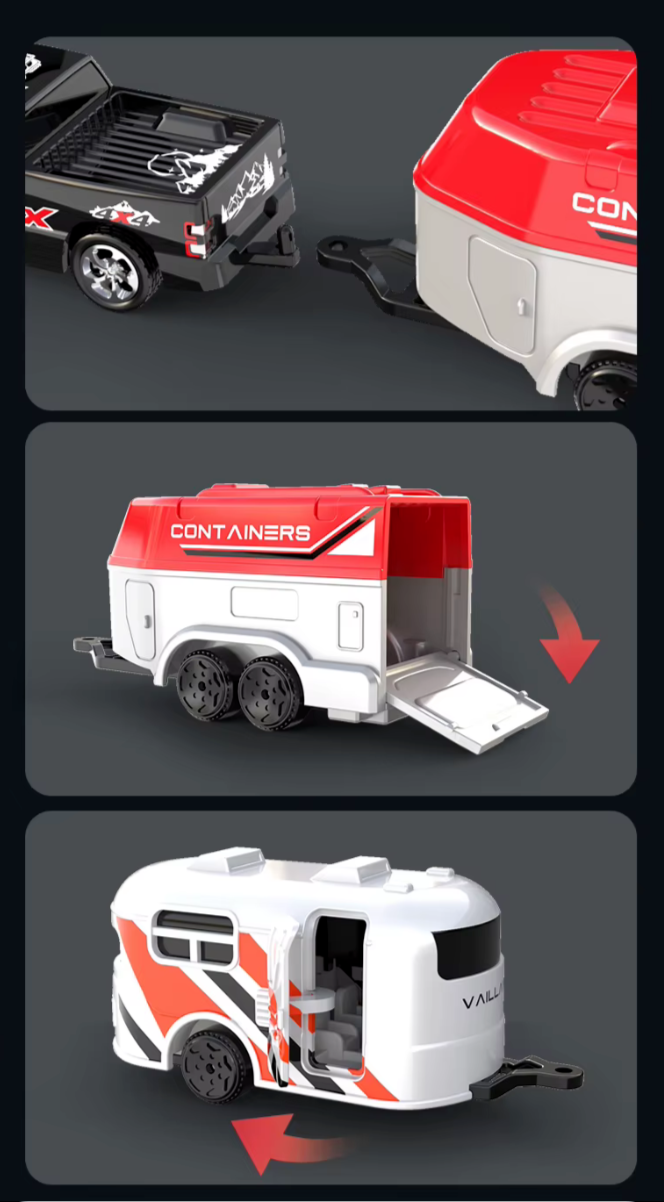 RCミニトレーラー RC Micro 1/64 Land Rover DEFENDER 90 TRUCK W/ Trailer + LED 2.4ghz *