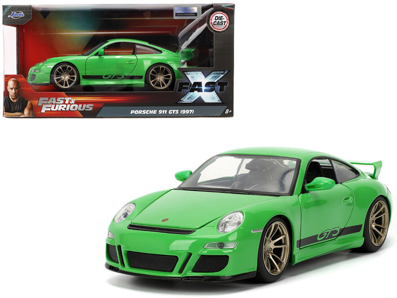 Porsche 911 997 GT3 RS Verde Escala 1:34 - Modelo De Coche Welly