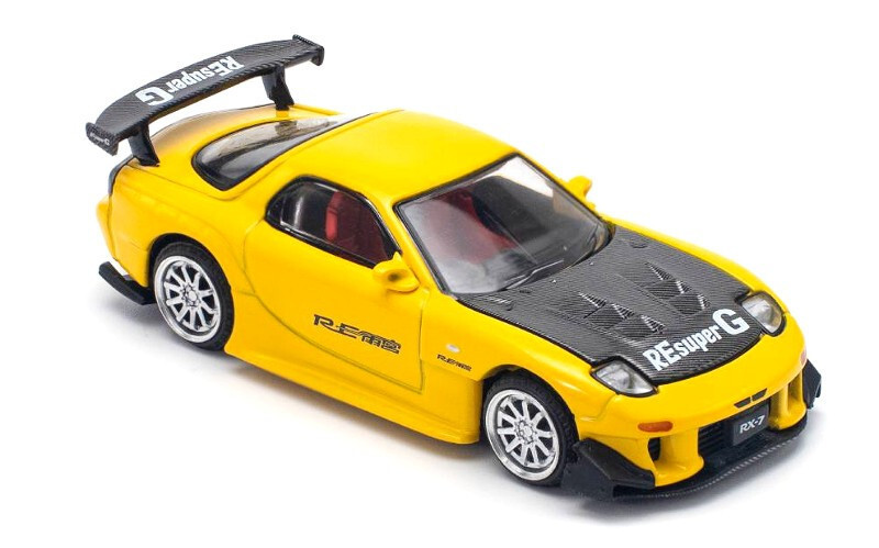 1/64 Die Cast MAZDA RX-7 FD3S RE-AMEMIYA Wide Body Model Car -YELLOW-