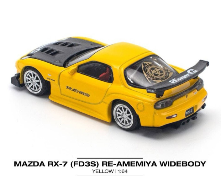 1/64 Die Cast MAZDA RX-7 FD3S RE-AMEMIYA Wide Body Model Car -YELLOW-