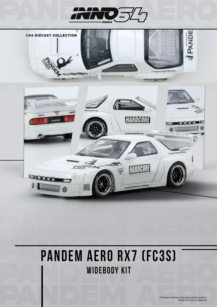 1/64 Die Cast MAZDA RX7 FC3S PANDEM AERO Widebody Model Car -WHITE-