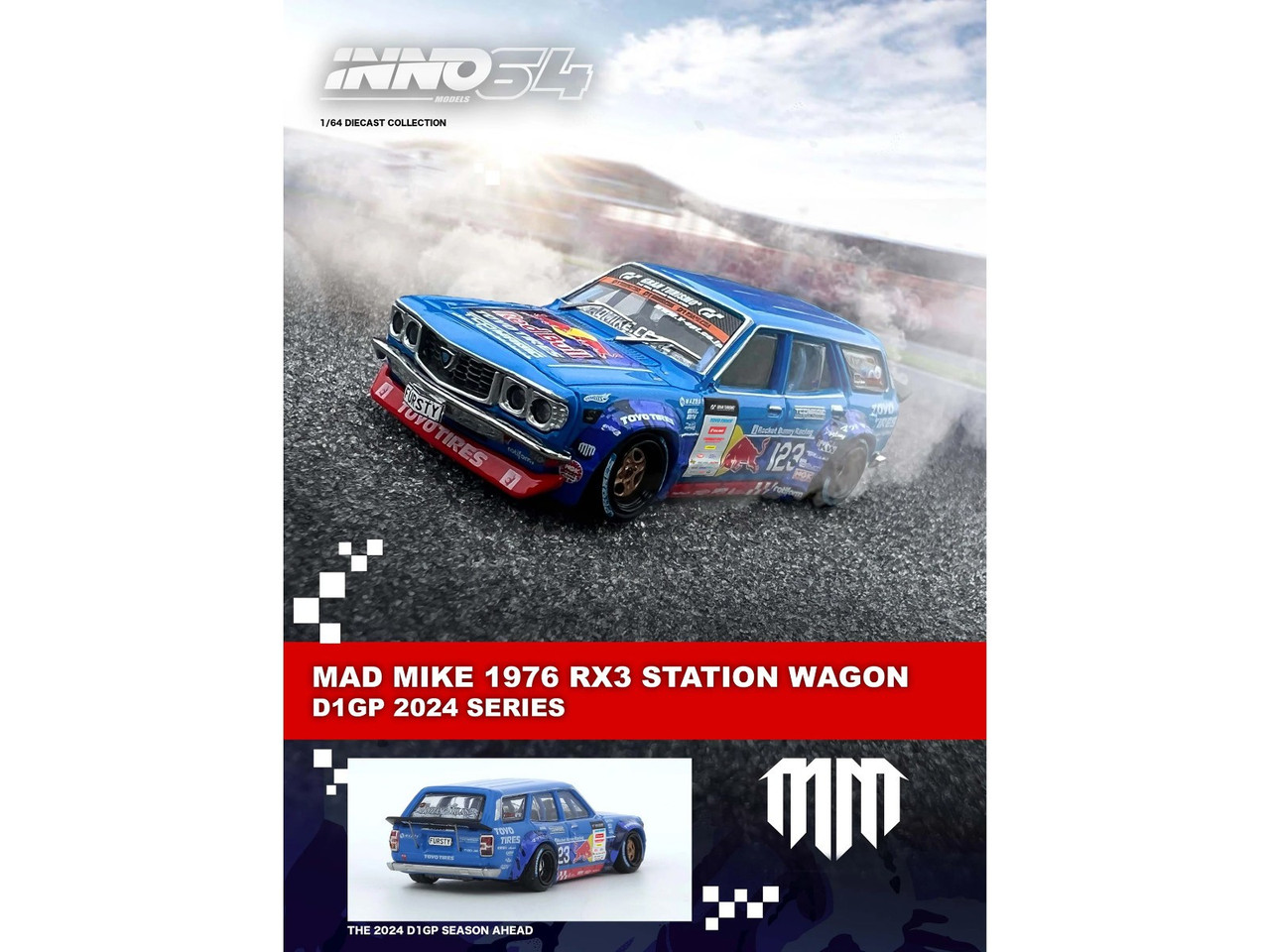 1/64 Die Cast MAD MIKE 1976 MAZDA RX3 Station Wagon D1GP