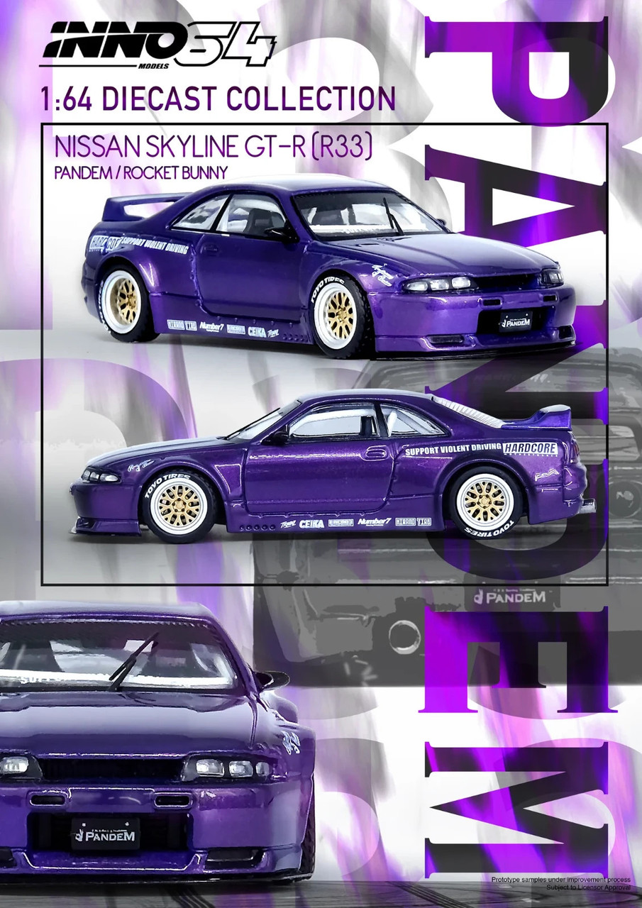 1/64 Die Cast NISSAN SKYLINE GTR R33 Pandem Rocket Bunny Model Car