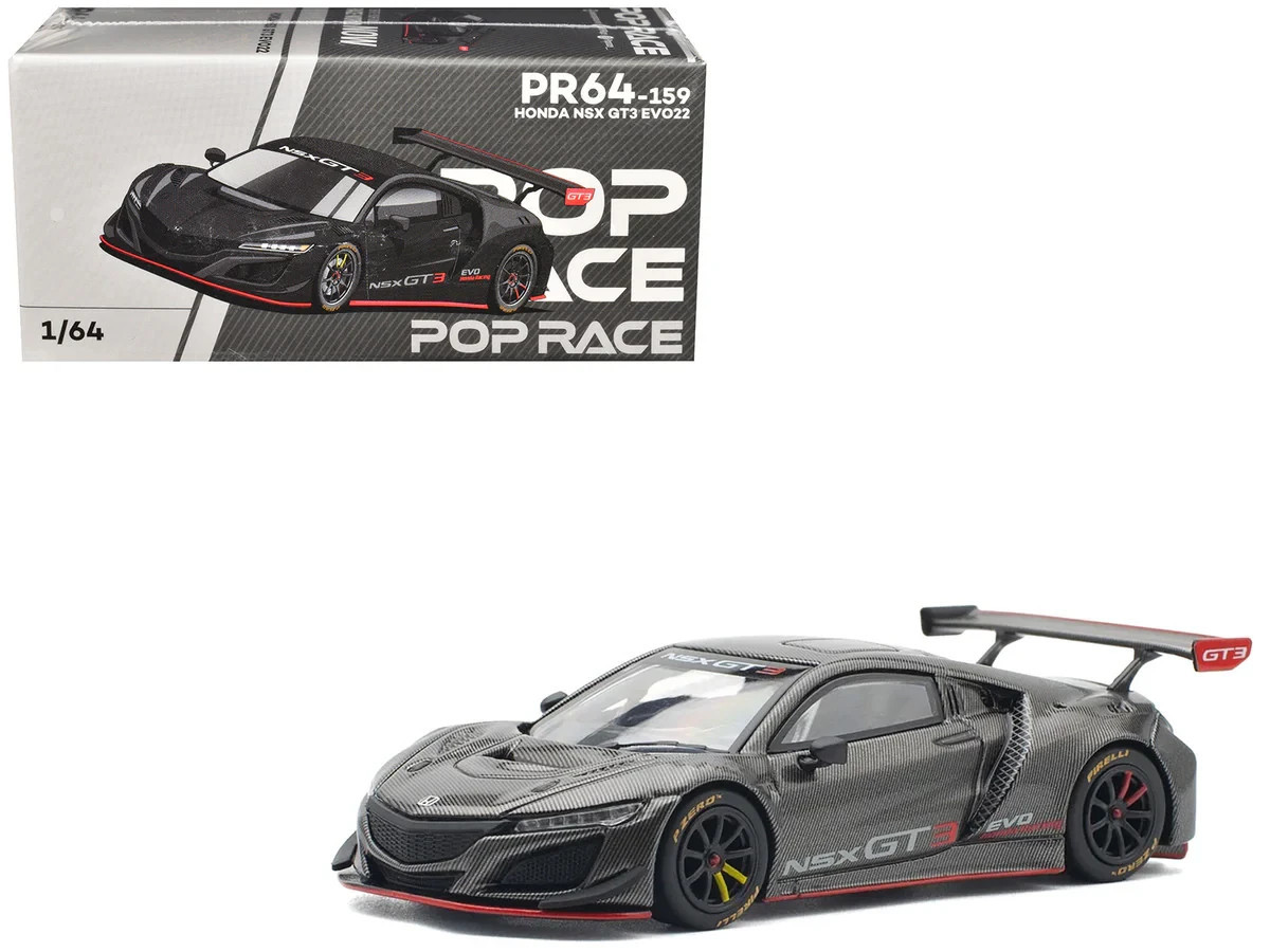 Pop 1/64 Die Cast ACURA NSX GT3 EVO 22 Carbon Edition Model Car