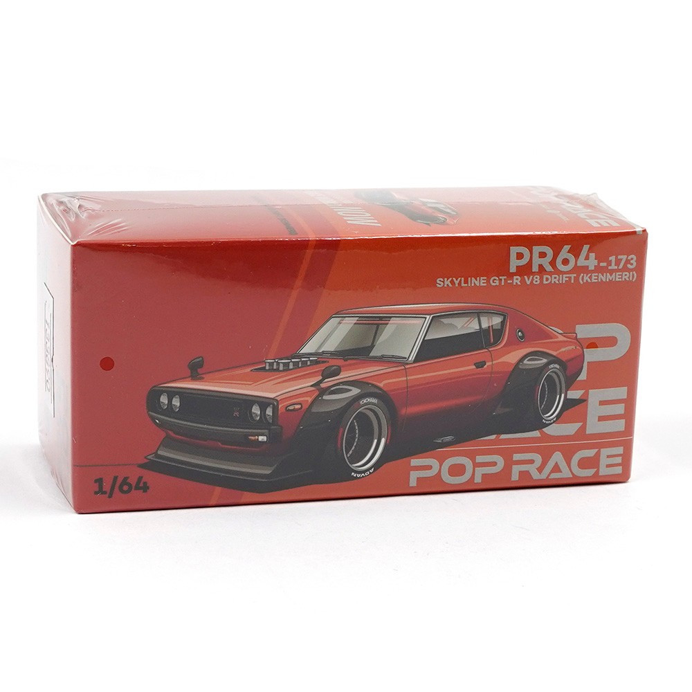 Pop 1/64 Die Cast NISSAN SKYLINE GTR V8 KENMERI Model Car -ORANGE-